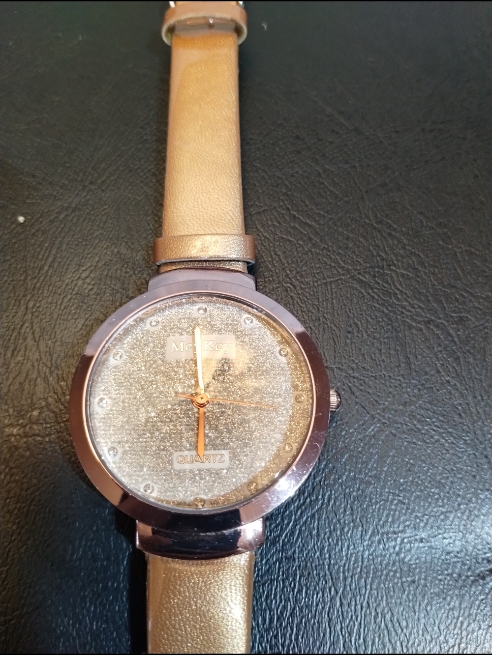 Rose Gold Glitter Dial Women’s Watch with Gold Strap Needs Battery
